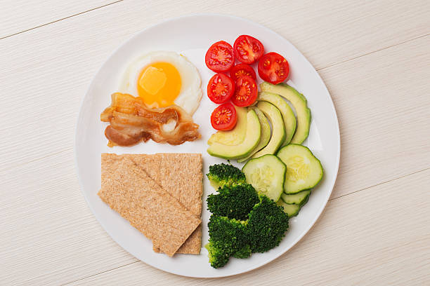 Balanced plate with whole grains vegetables and protein